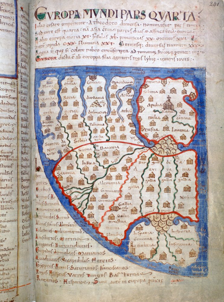 Map of Europe, a page from Liber Floridus by Unbekannt
