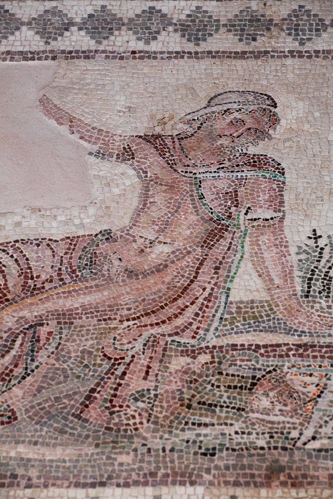 Narcissus looking at his reflection in a pool of water - Paphos mosaics ...