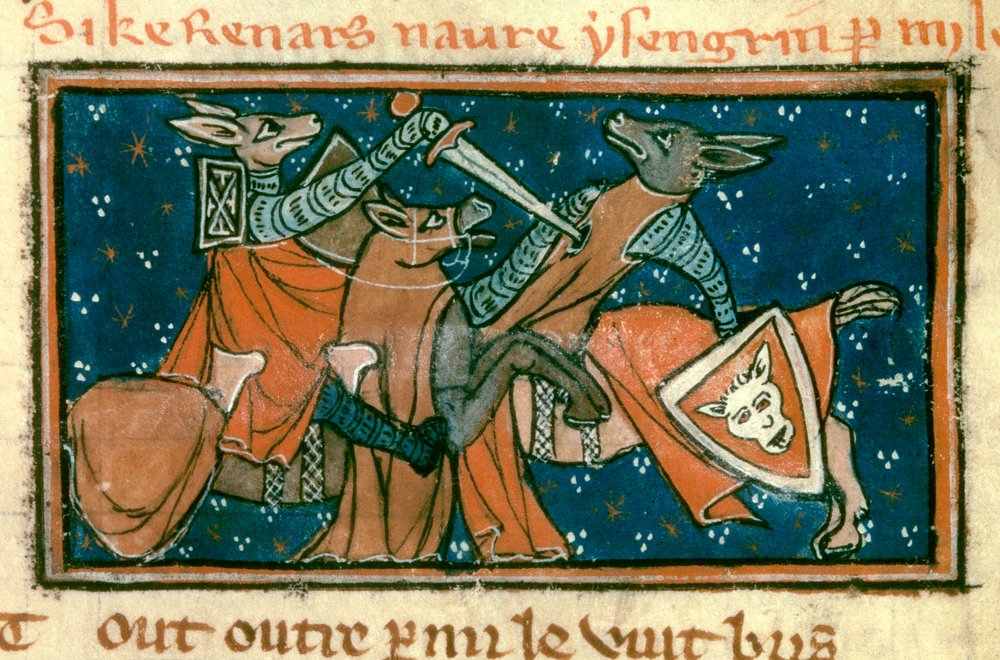 Allegory About the Society of the Middle Ages: 'Fox Wounds Isengrin in ...