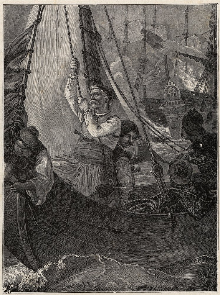 Greek War of Independence: Constantine Kanaris Burning the Flagship of ...