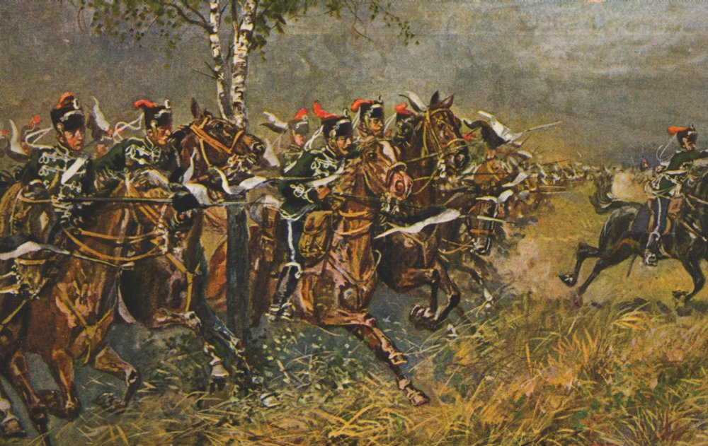 Historic Postcard with War Motif, Attack on Prussian Troops, Germany