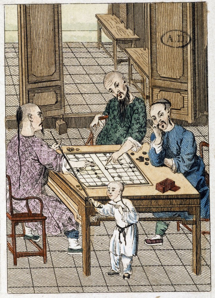 Man Playing Checkers (?) and a Smoking Man - China by Unknown artist