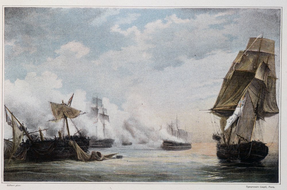 Naval battle between the French ship 