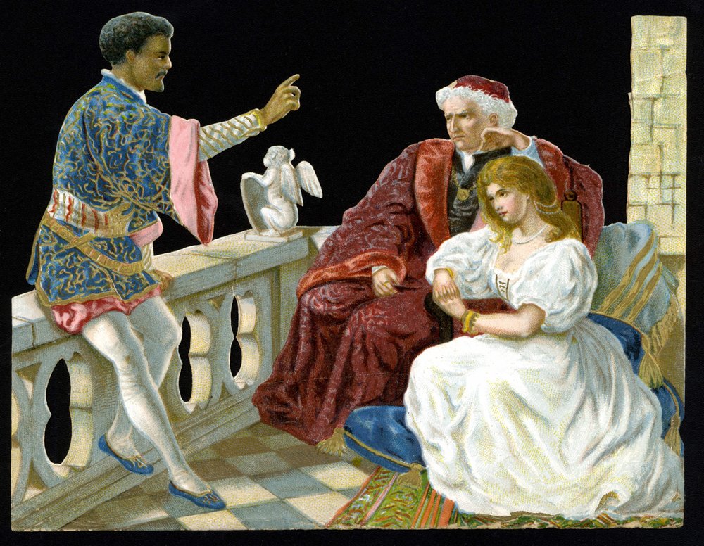 Othello, Desdemona and Iago in 'Othello or the Moor of Venice' by