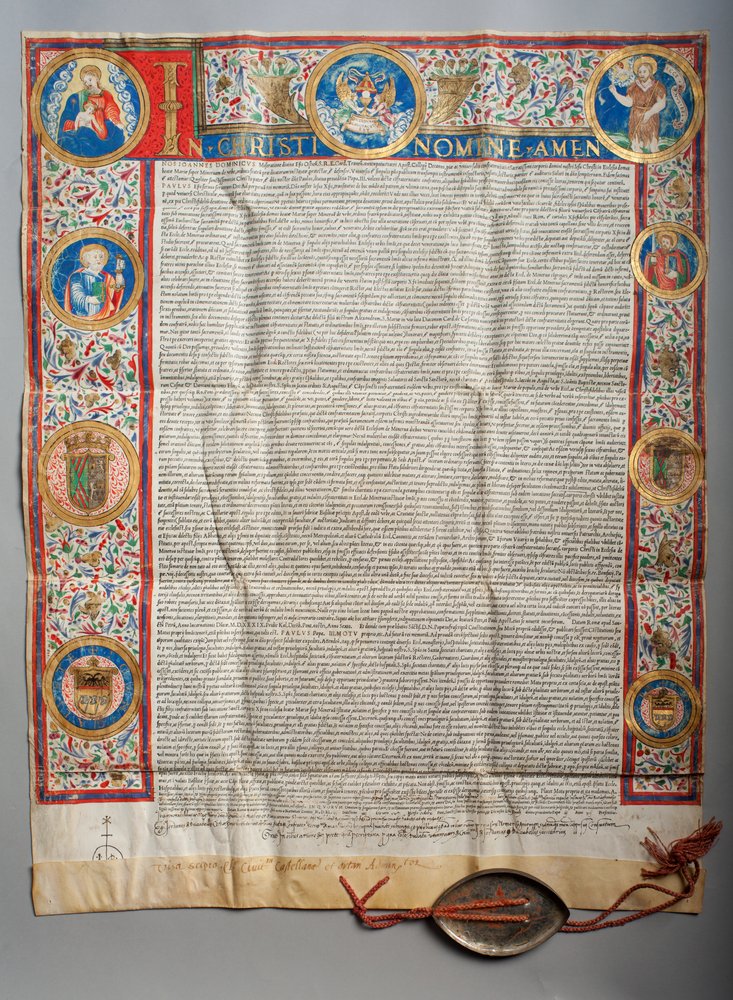 Papal Bull. Pope Paul III, Eucharistic. Parchment. Miniature Painting. 1535