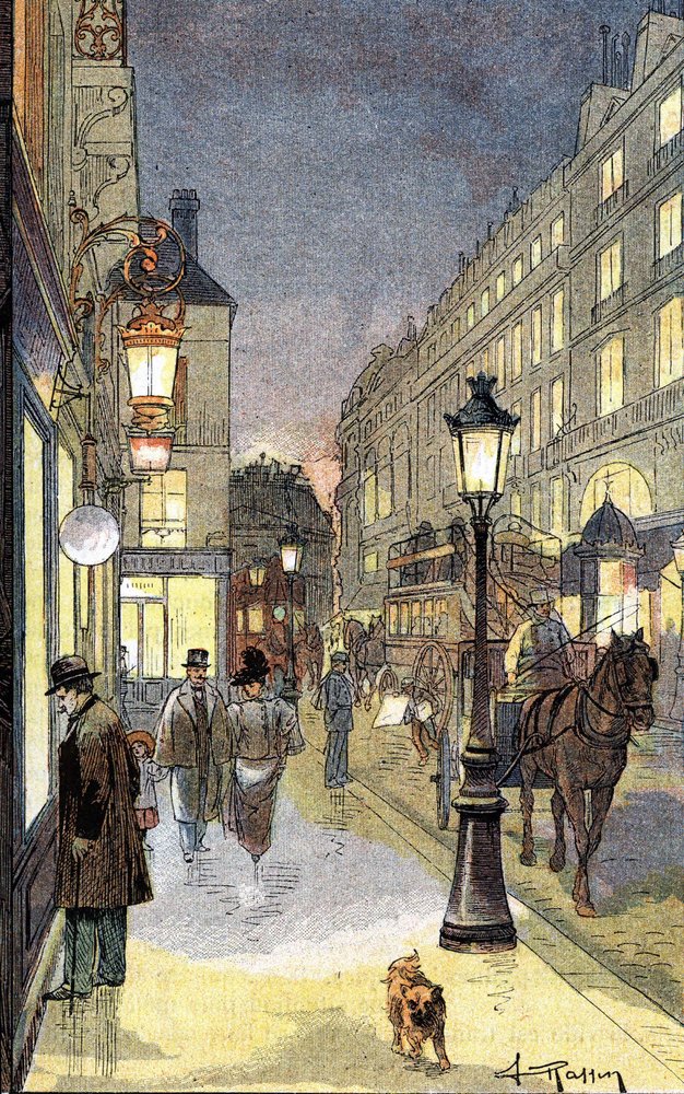 新作商品 Illustration Night, by Paris Late Century 19th 絵画