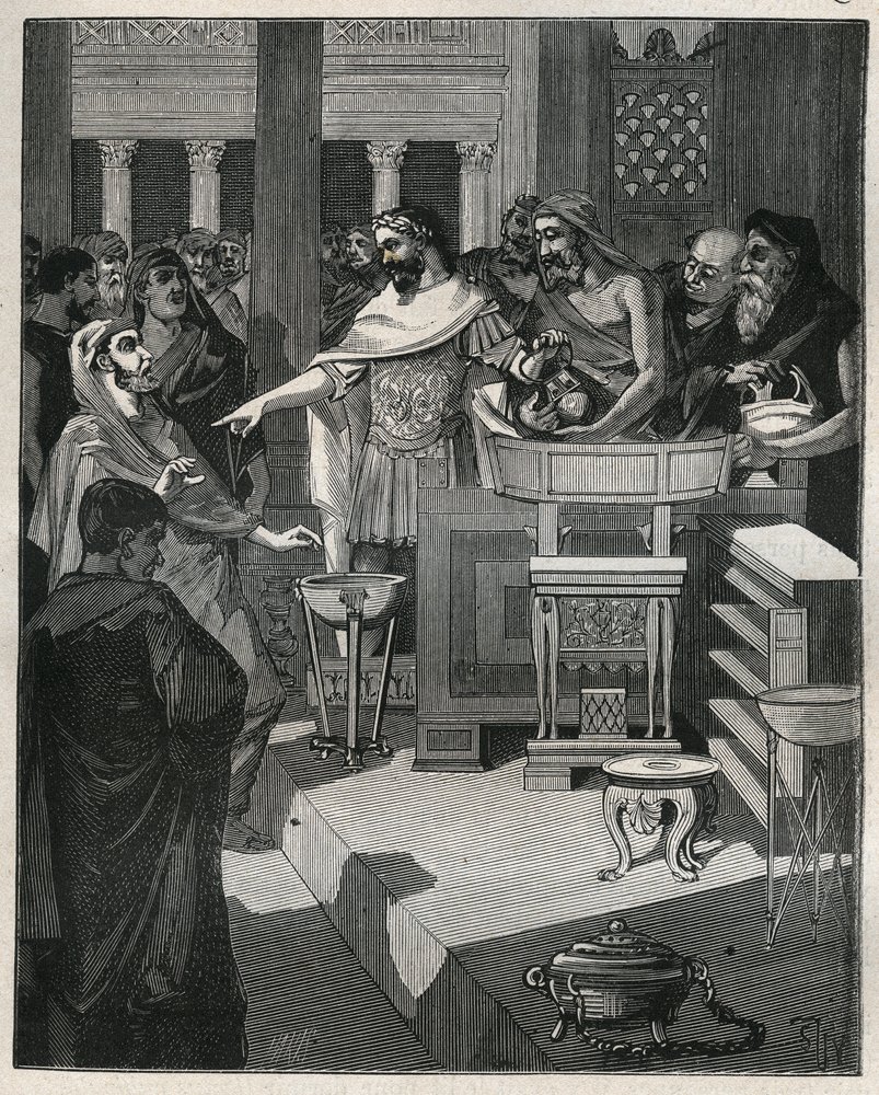 The Roman Emperor Caligula (12-41) in a brocanter in Roman Gaul ...