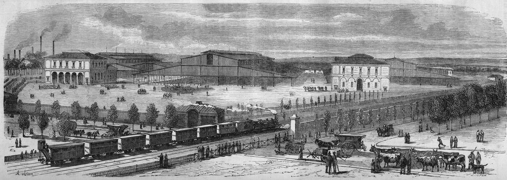 Transformations of Paris under the Second Empire, Paris Haussmann: The new march to the cattle of the Villette. by Unknown artist
