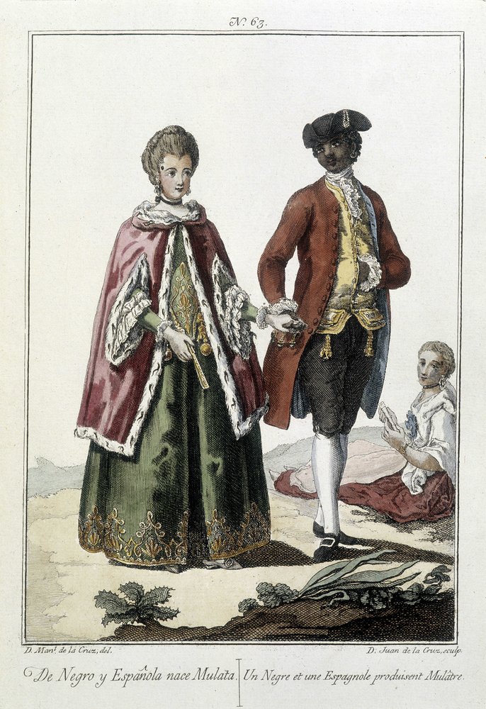 A Black and a Spanish Give Birth to a Mulatto - Engraving by Unknown artist