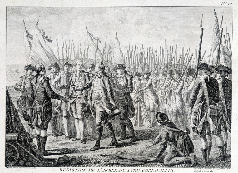Surrender of the British army of Lord Cornwallis (1738 - 1805) to America on 19 October 1781 by Unknown artist