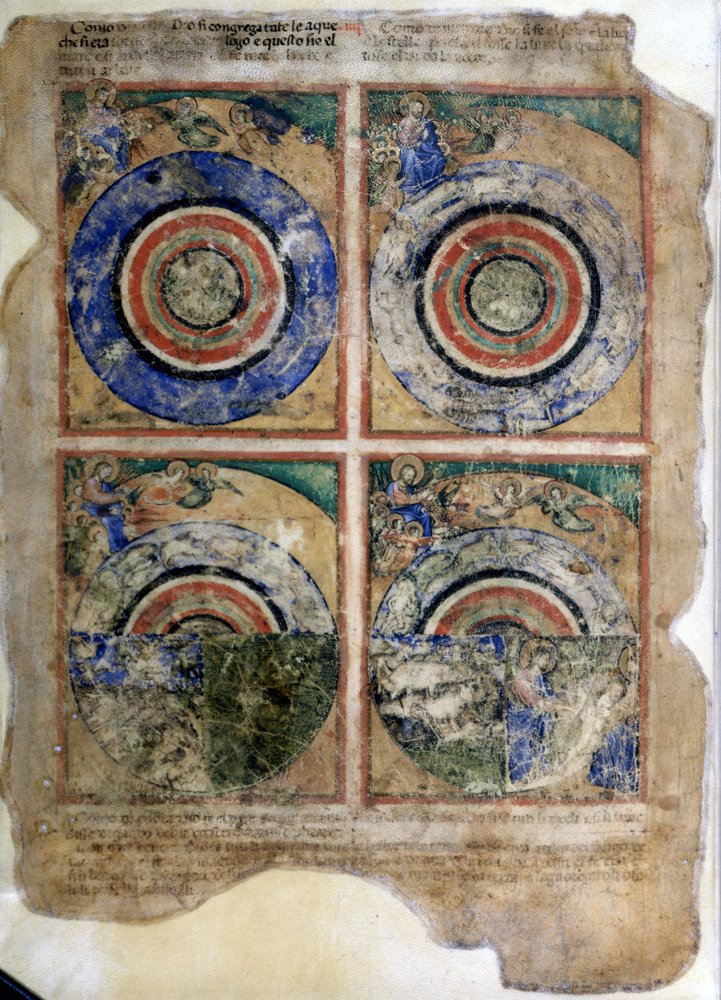 The Creation of the World. Genesis. Miniature from Codex 212 (or ...