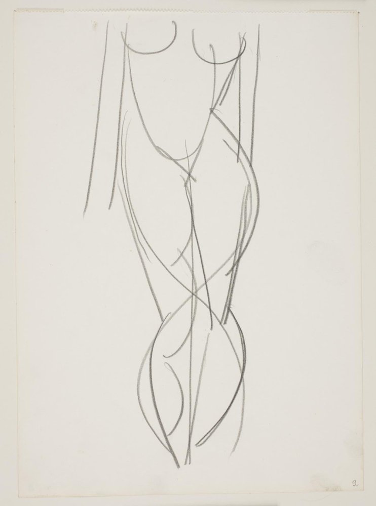 Standing female nude seen from the front by Vilhelm Lundstrøm