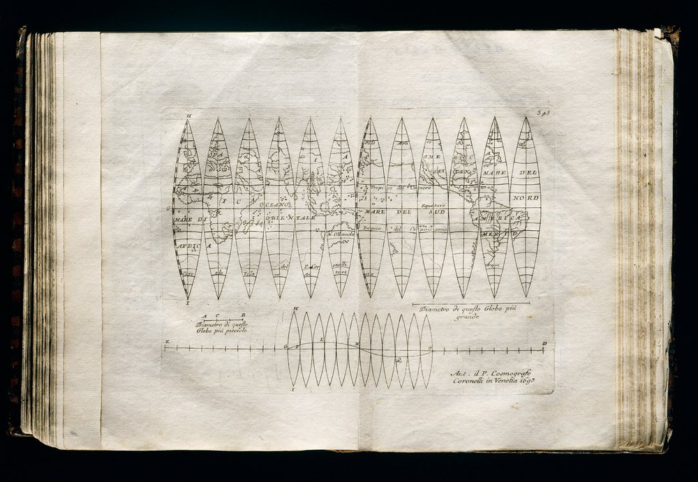 Celestial globe gores by Vincenzo Maria Coronelli