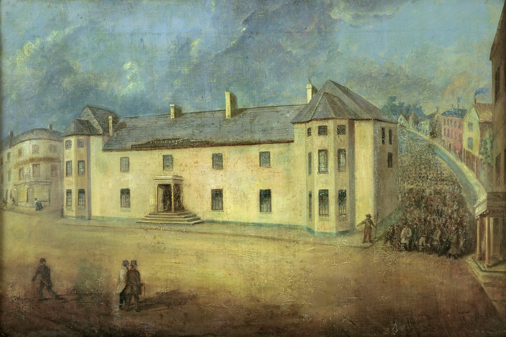 Chartists attacking the Westgate Hotel, Newport on the 4th November 1839 by W. Howell