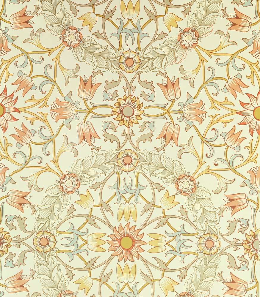 Wallpaper with a Floral Design of Lilies Enclosed by Roses Designed by William Morris by William Morris