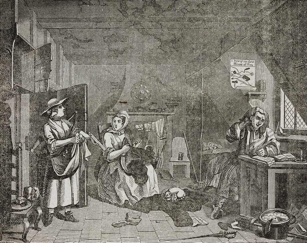 Afflicted poet, after painting by William Hogarth by William (after) Hogarth