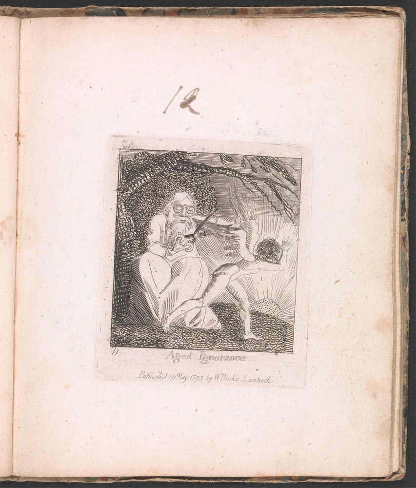 For Children. The Gates of Paradise, Plate 13, Aged Ignorance by William Blake