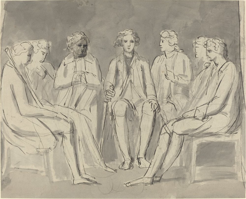 Group of Men Seated in a Circle (recto) by William Blake