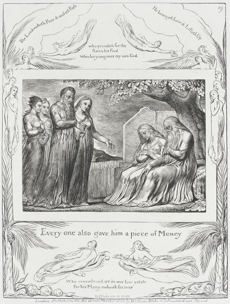 Job and His Wife Receiving Alms by William Blake