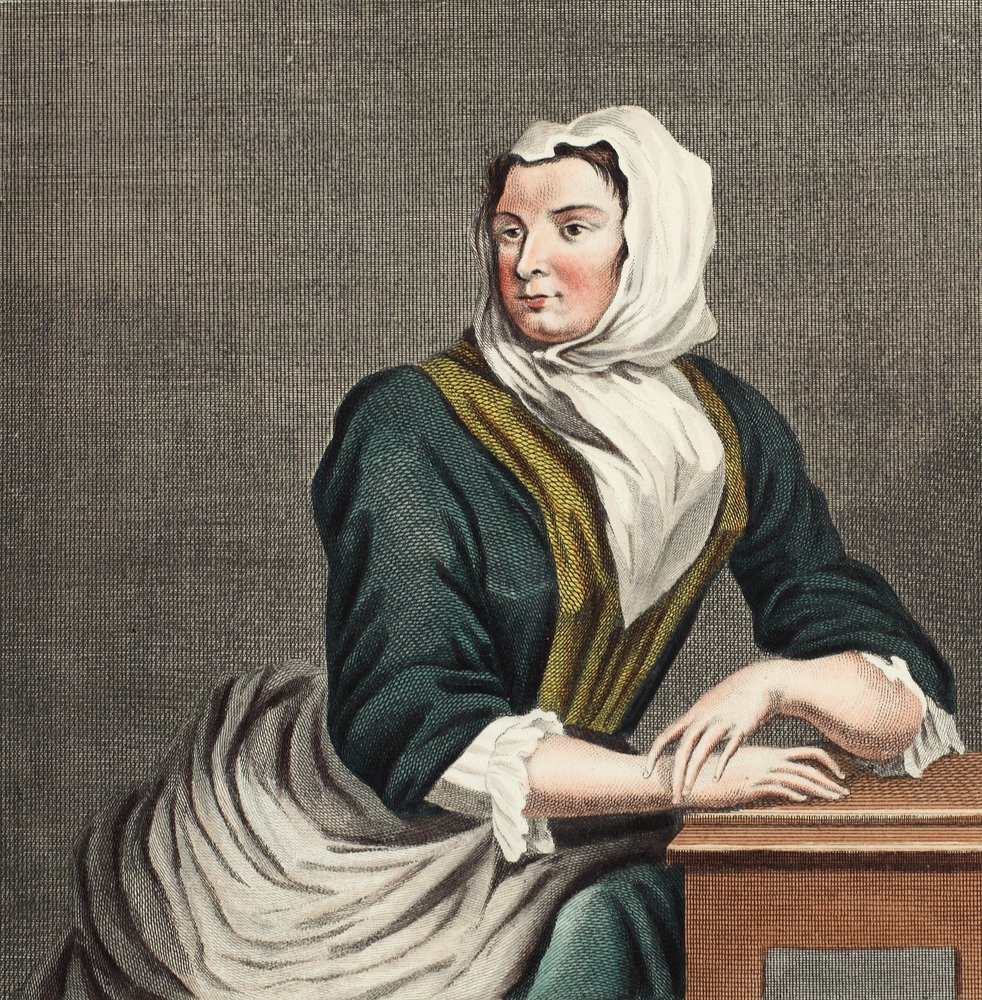 Sarah Malcolm in Newgate Prison, illustration from 'Hogarth Restored ...