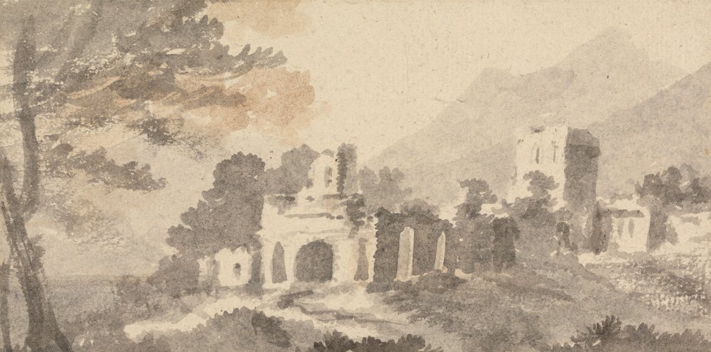 Italian Landscape with Ruined Castle by William Taverner