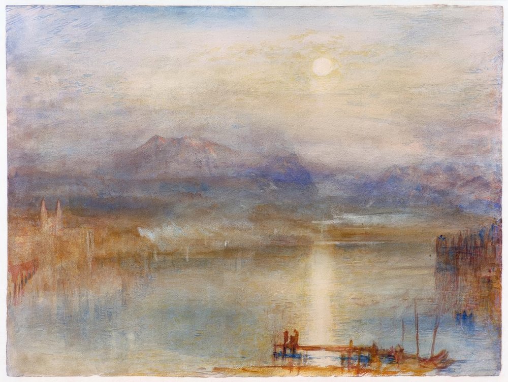 Moonlight over Lake Lucerne before the backdrop of by Joseph Mallord William Turner