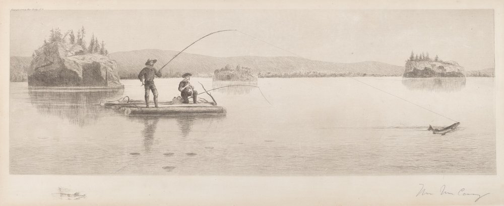 Untitled (Log Raft Fishing) by William de la Montagne Cary