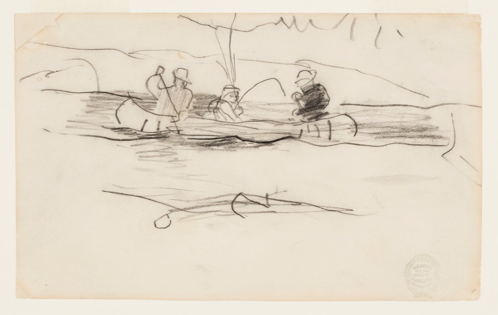 Fisherman and Two Other Men in a Canoe by Winslow Homer