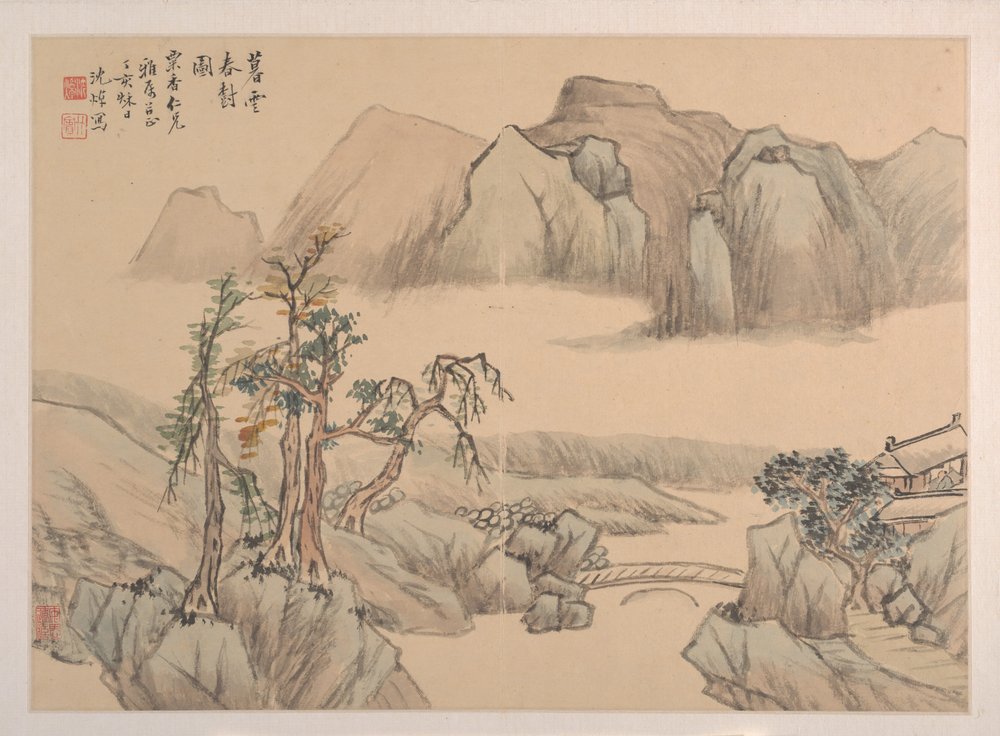 Landscape, dated 1827 by Zhuo Shen