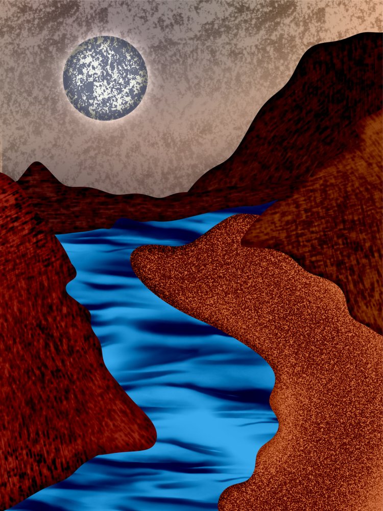 Moonlit Canyon River by Abdona Joseph