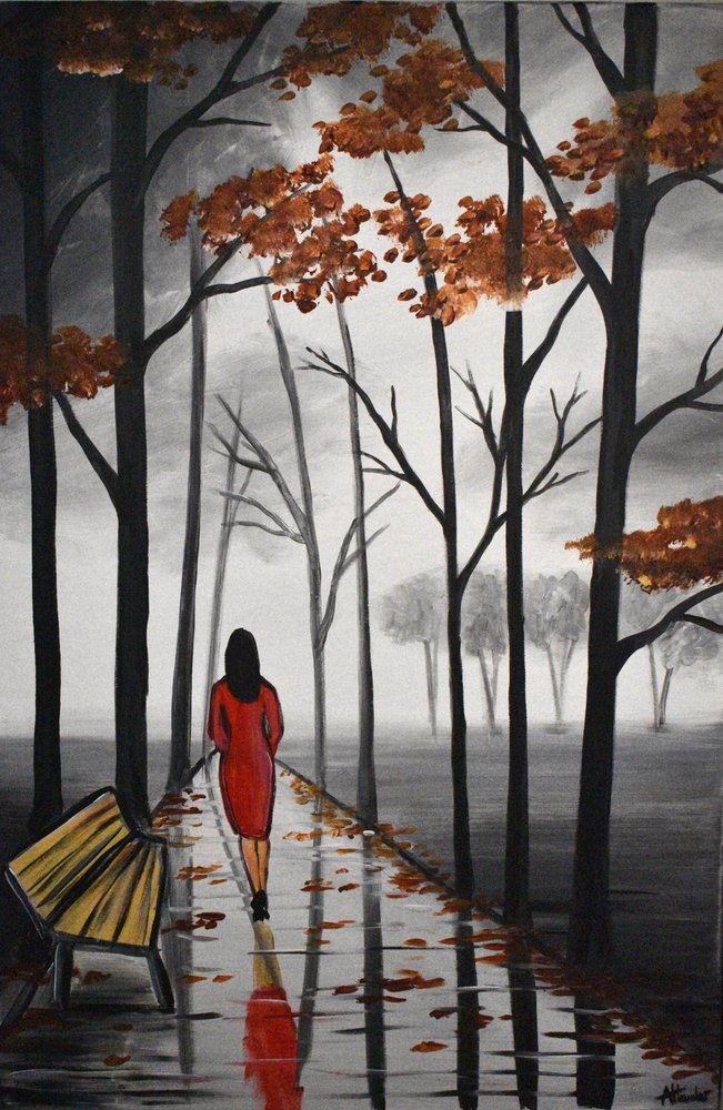 Autumn Path Red Dress by Aisha Haider