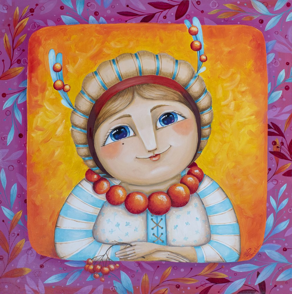 Happy Folk Art Girl by Aleksandra Paranchenko