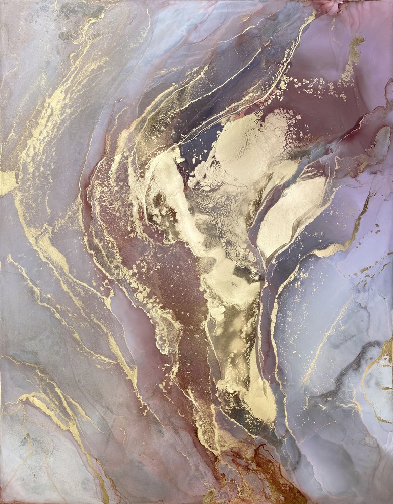 Golden Plum Marble Flow by Alevtina Shelest