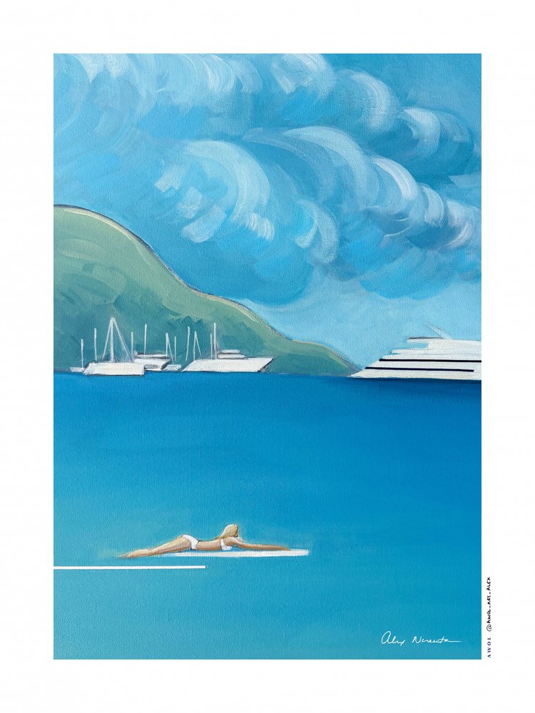 Floating on Blue Sea by Alex Nereuta