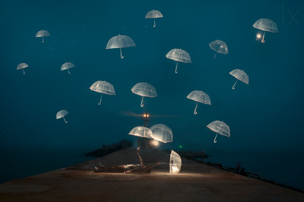Night of Floating Umbrellas by Alexandar Lazarov