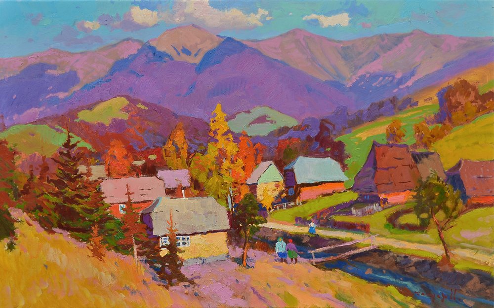 Autumn Mountain Village by Alexander Shandor