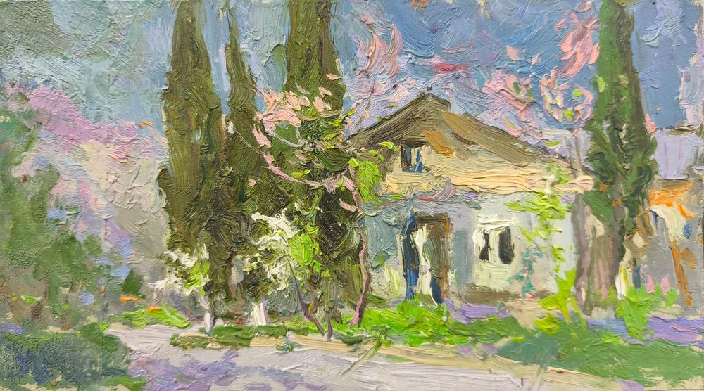 Spring House with Cypress by Alexander Shandor
