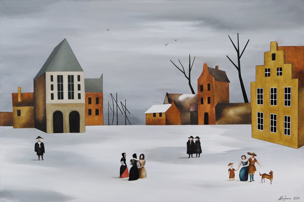 Winter Village Gathering by Alexander Trifonov