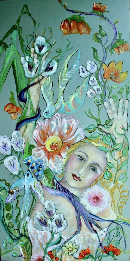 Blooming Woman and Birds by Alexandra Higgins