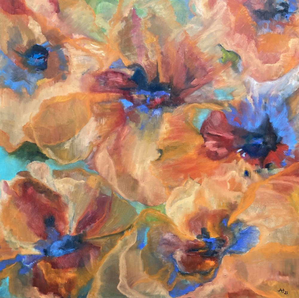 Vibrant Abstract Poppies by Alexandra Higgins