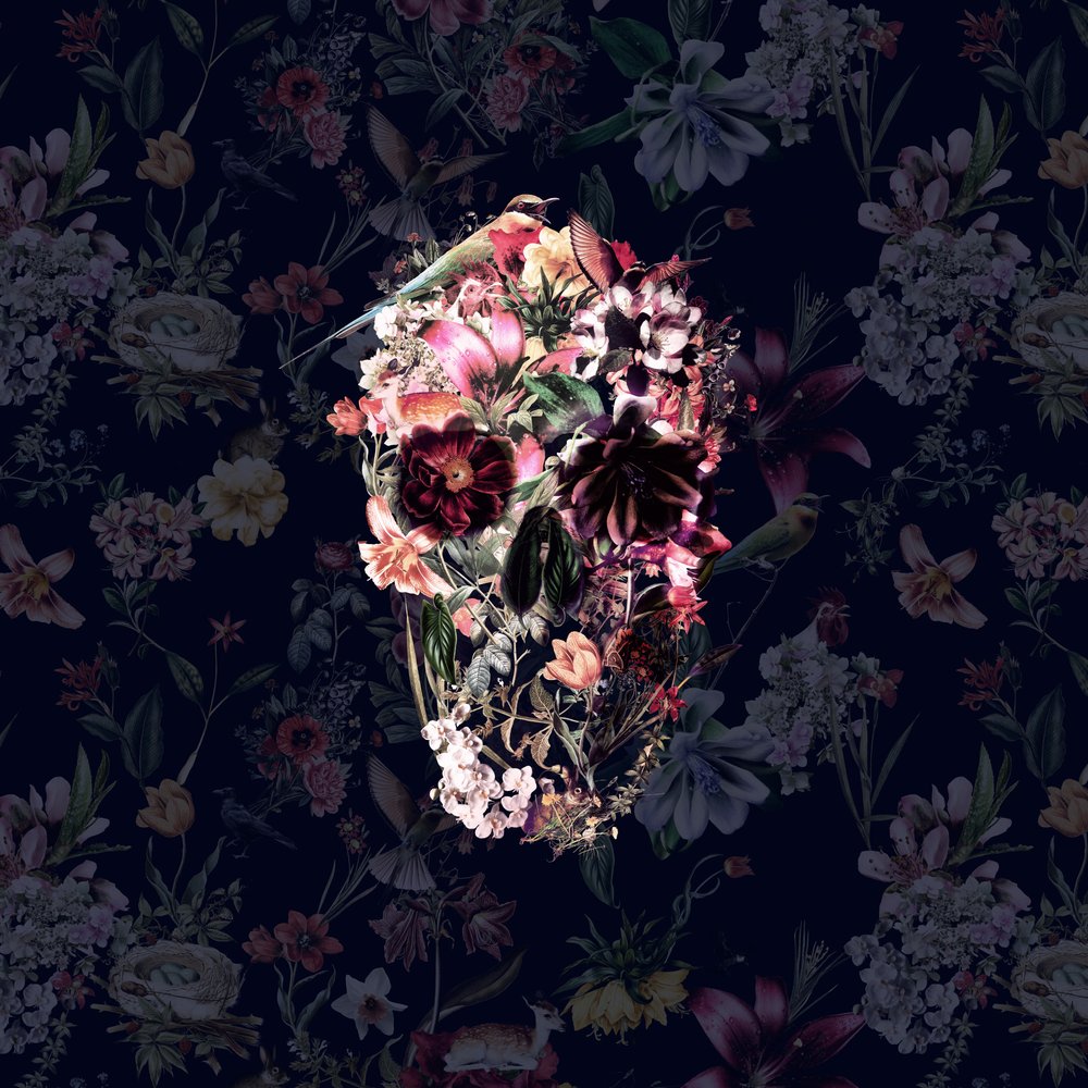 Gothic Floral Skull by Ali Gulec