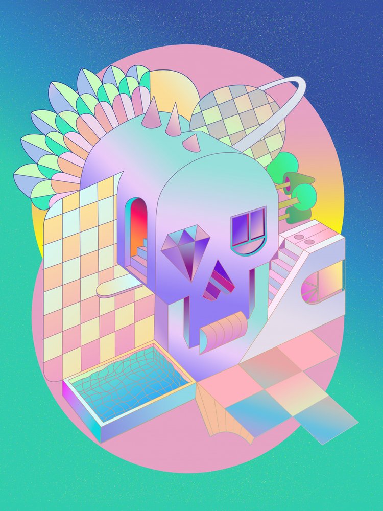 Pastel Skullscape by Ali Gulec