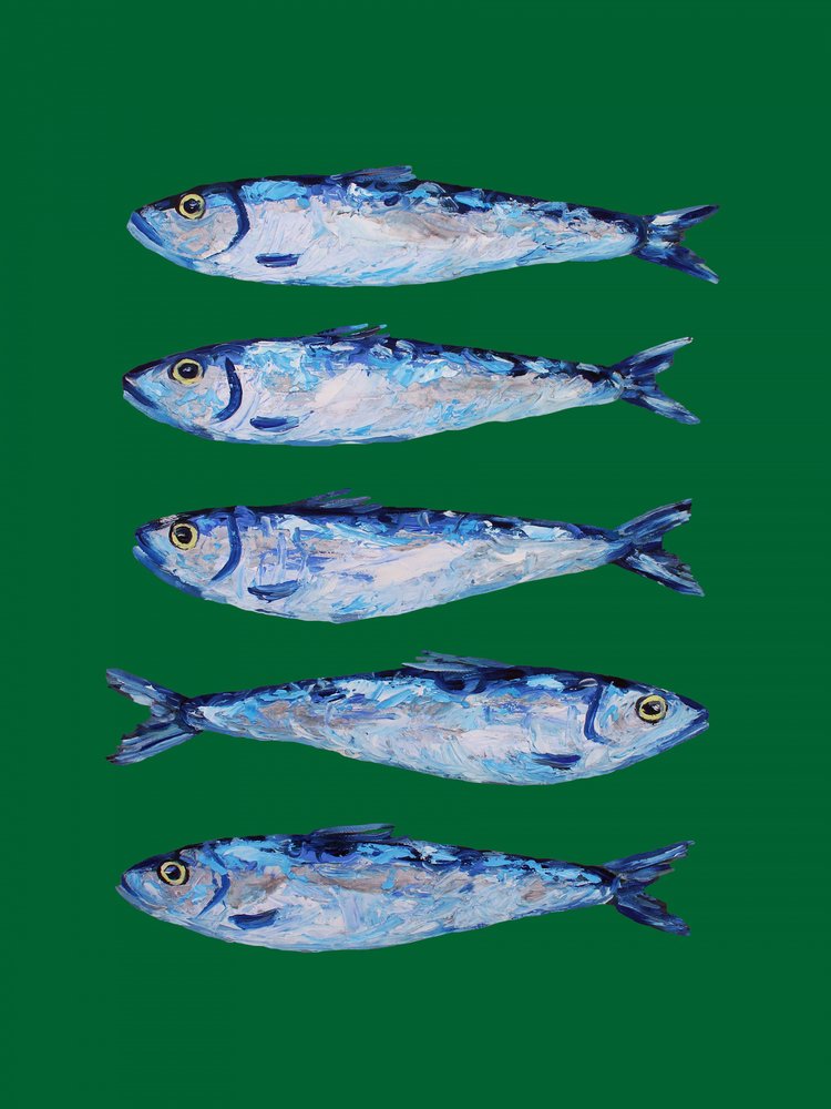 Five Painted Sardines by Alice Straker