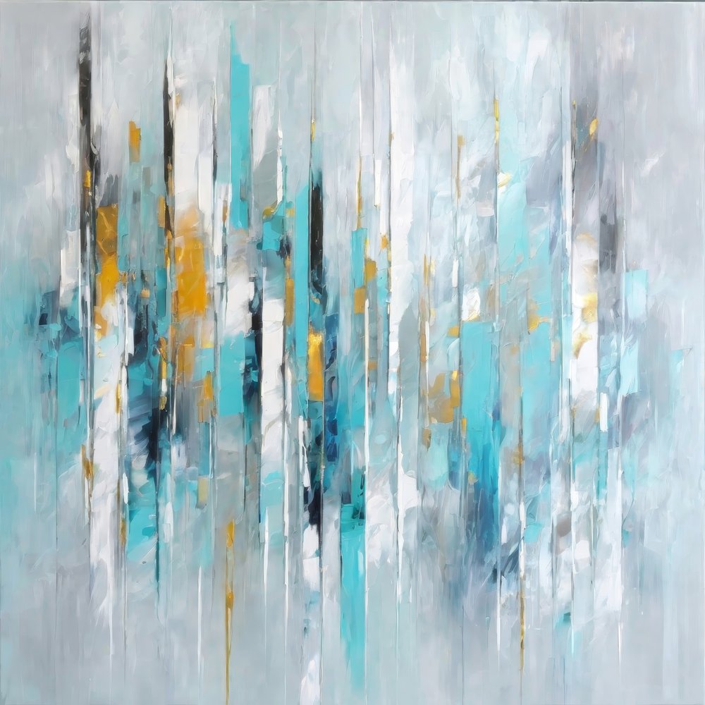 Dynamic Teal Gold Abstract by Alpenglow Workshop