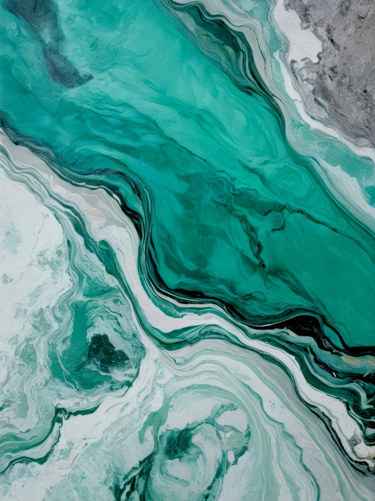 Fluid Teal Abstract by Alpenglow Workshop
