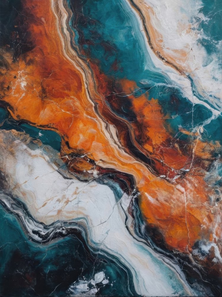 Orange Teal Stone Waves by Alpenglow Workshop