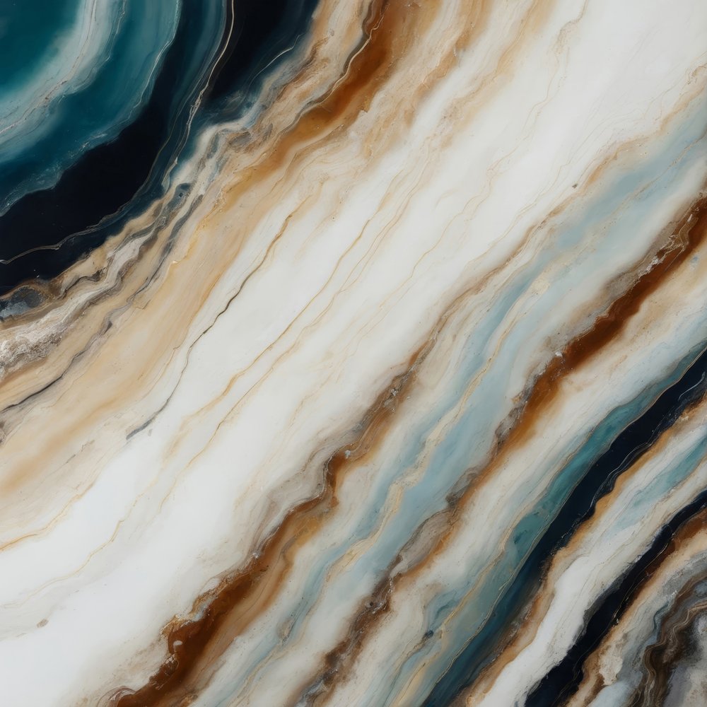 Teal Gold Fluid Marble by Alpenglow Workshop