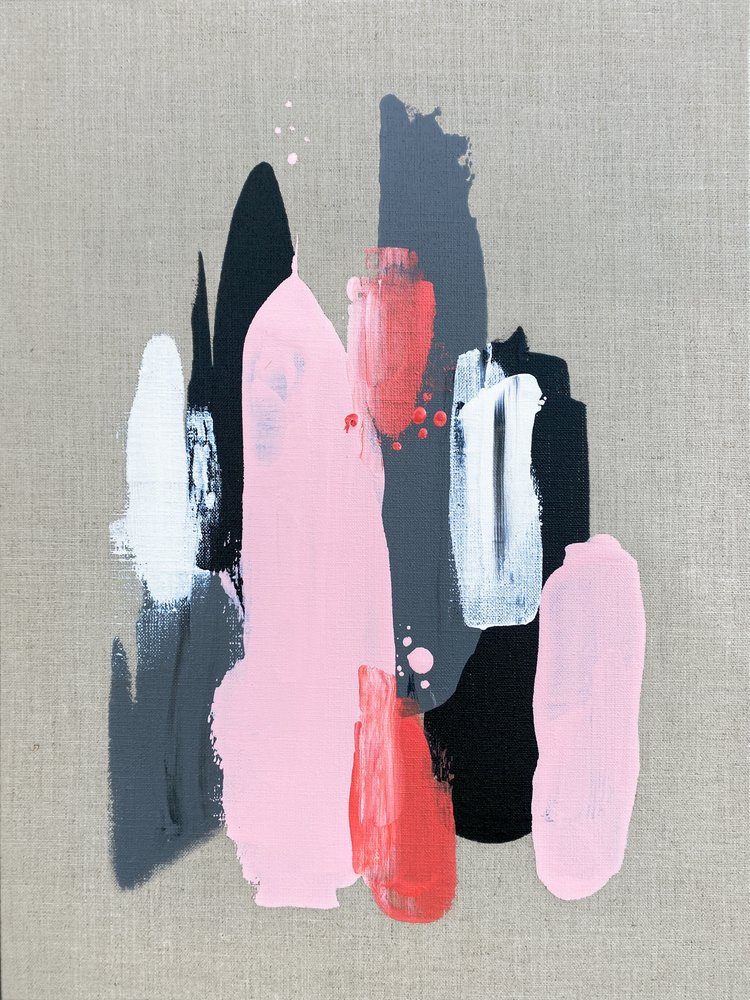 Abstract Pink Gray Strokes by Alyson Storms