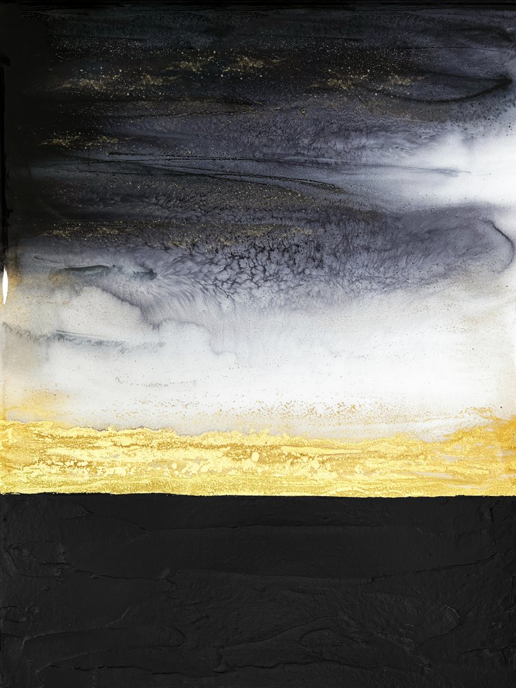 Black Gold Abstract Flow by Alyson Storms