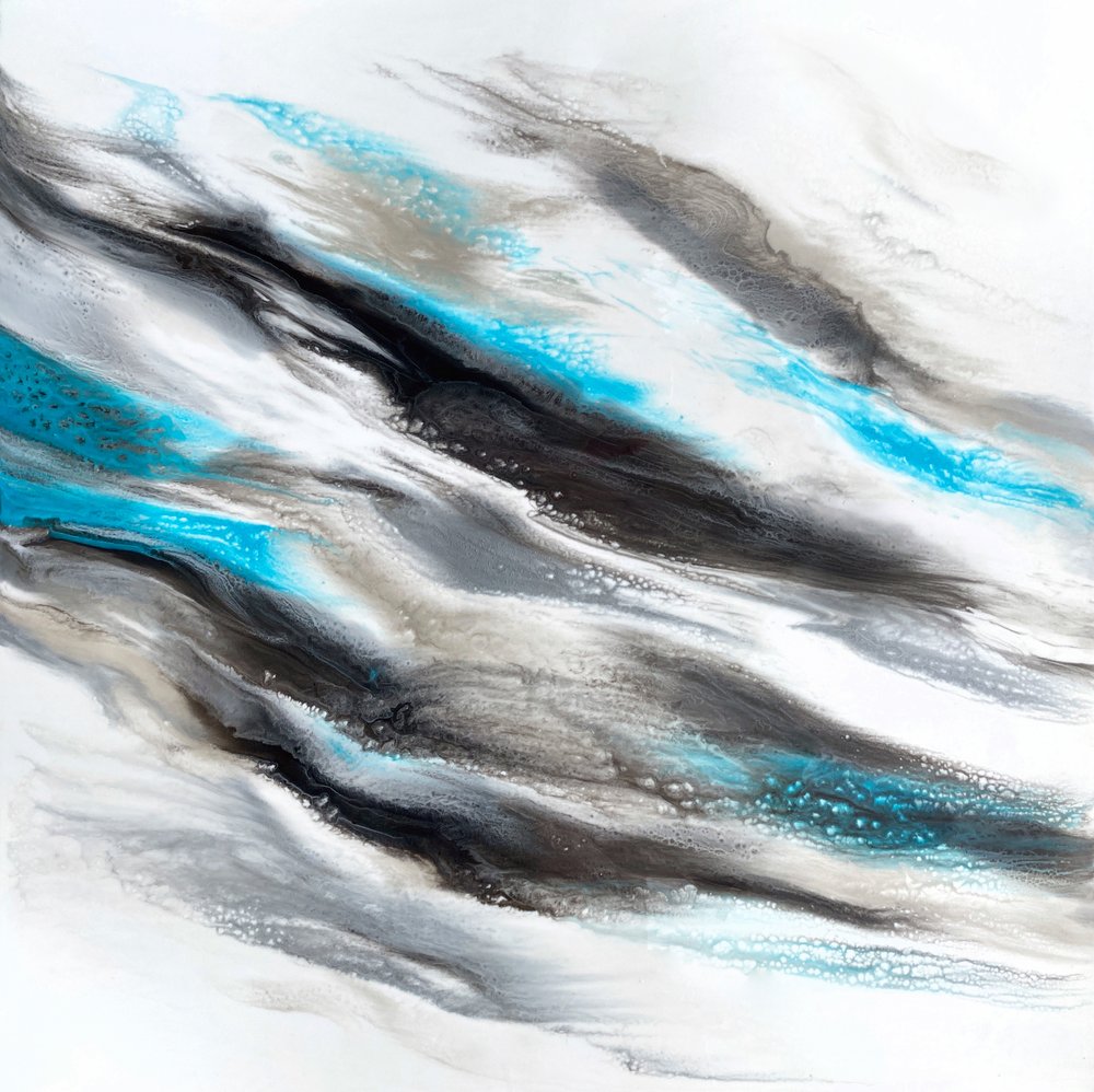 Flowing Teal Abstract by Alyson Storms